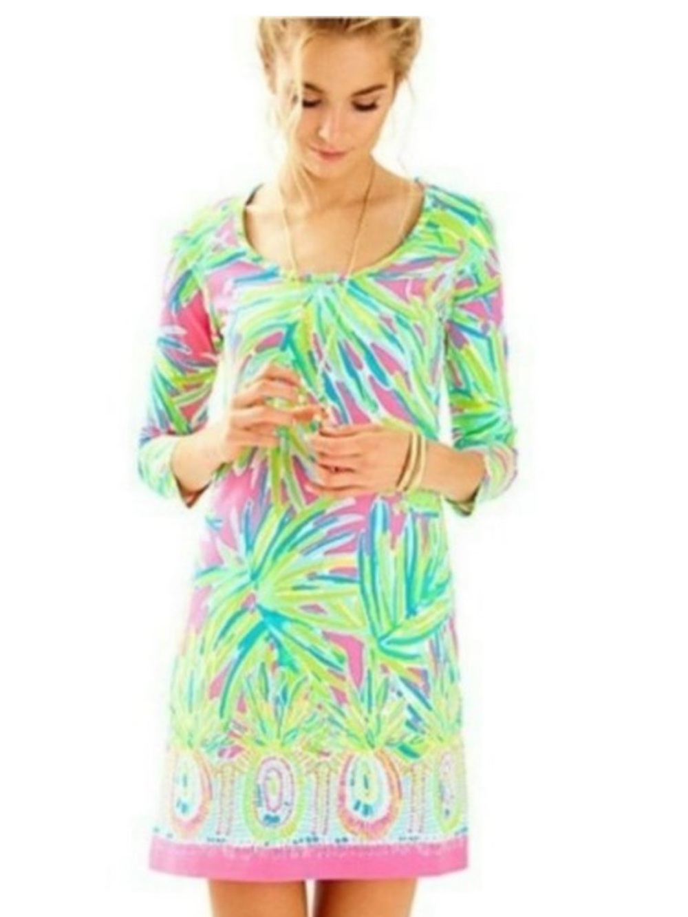 Lilly Pulitzer Beacon Tiki Pink Lime Dress XS